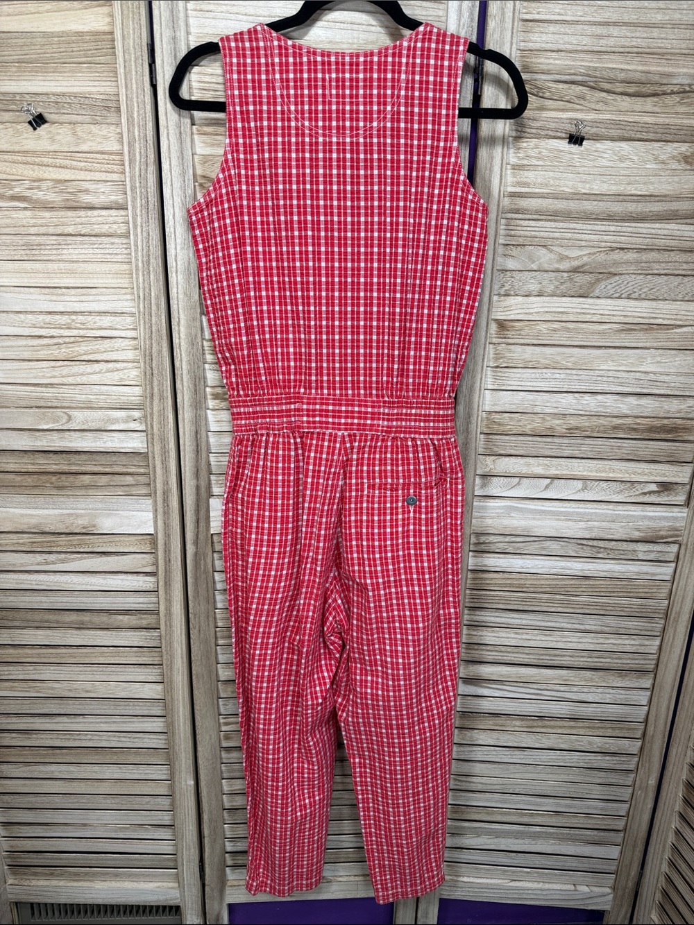 LizWear Ruby Gingham Seersucker Plaid Sleeveless Jumpsuit Vintage Circa 1980's 4 - Picture 10 of 14